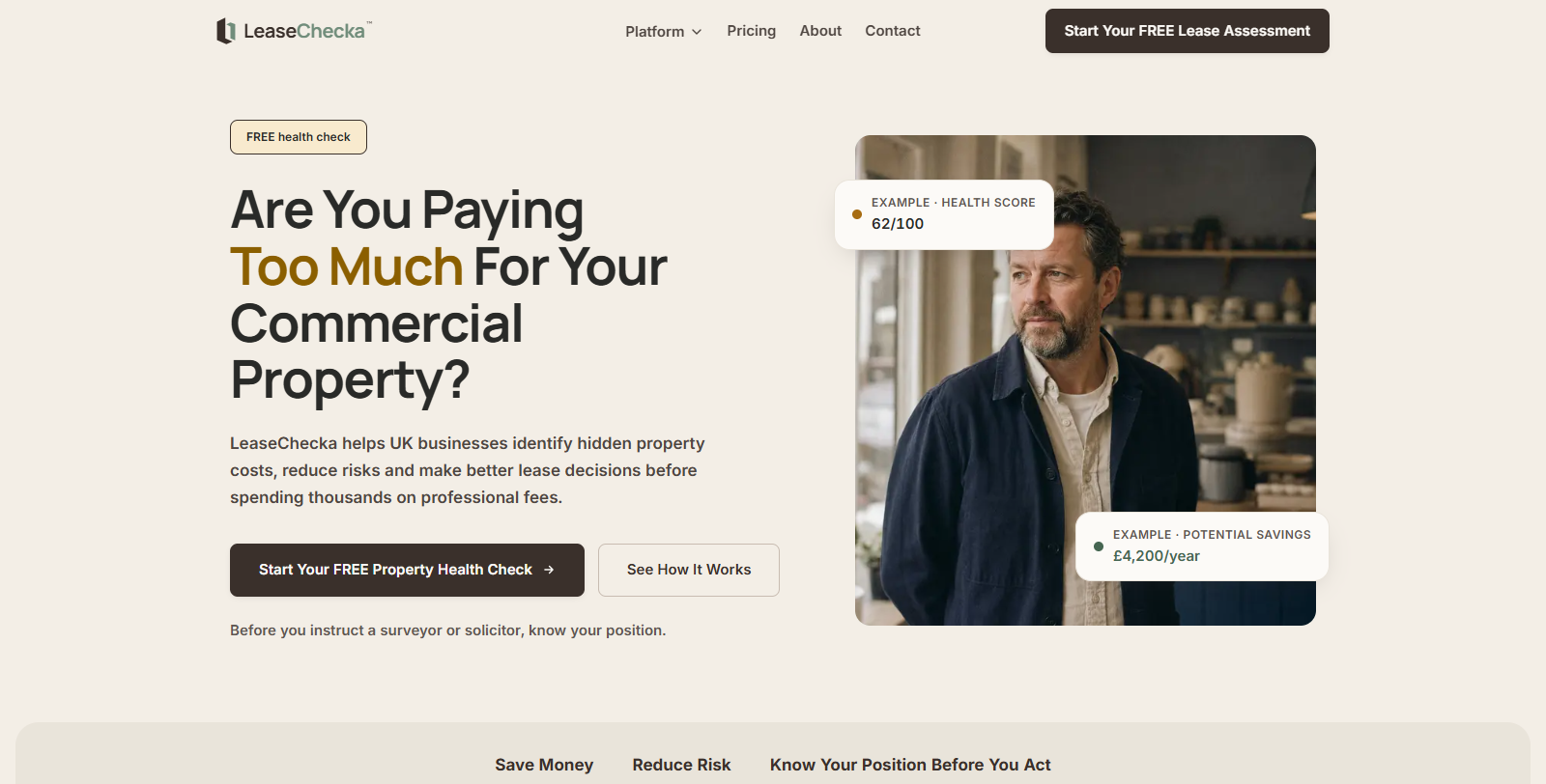 LeaseChecka landing page: are you paying too much for your commercial property